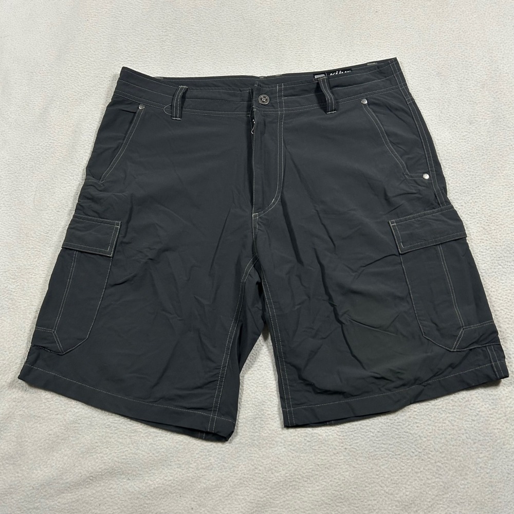 Kuhl Raptr Cargo Shorts Mens 34 Gray Nylon Spandex Stretch Hiking Technical